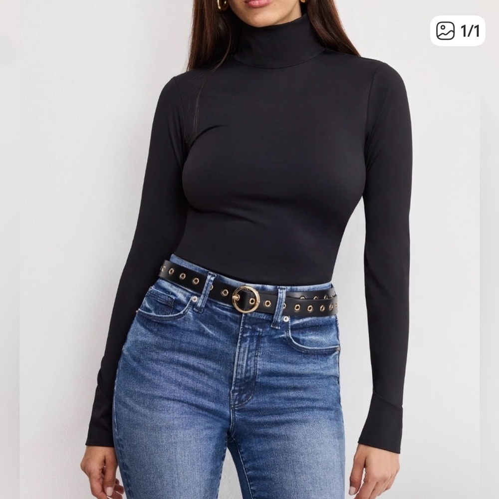 NWT Good American Black Long Sleeve Bodysuit